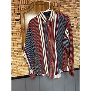 Vintage Hunt Club Western Cowboy Button Shirt Colorful Vertical Stripes Sz XL